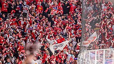 Pardubická radost po gólu Spart� ve semifinále play off.