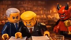 Trump ve spole�nosti izraelského premiéra a satana z coby postavi�ky z Lega z...