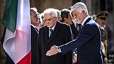 Petr Pavel na Hrad� p�ivítal italského prezidenta Sergio Mattarella (9. dubna...