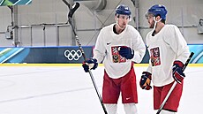 Martin Ne�as (vlevo) a David Pastr�ák na �eském tréninku