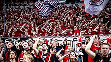 Fanou�ci Rytasu Vilnius b�hem z�pasu Ligy mistr� s Nymburkem