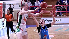 Aneta Kytlicová ze �abin Brno p�ihrává v zápase s Trutnovem, atakuje ji...