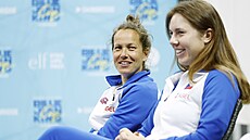 Nehrající kapitánka Barbora Strýcová se b�hem losu zápas� BJK Cupu ve...