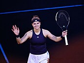 Karolína Muchová po vít�zství v prvním kole turnaje ve Stuttgartu.