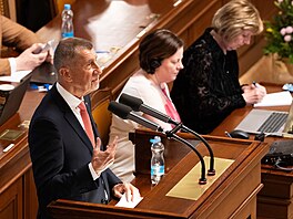 Premiér Andrej Babi� u �e�nického pultu na mimo�ádné sch�zi Poslanecké...