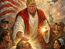 Americký prezident Donald Trump se na své síti Truth Social p�irovnal k Je�í�i...