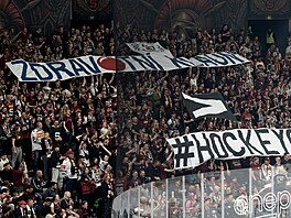 Fanou�ci Sparty vytasili choreo p�i �estém semifinálovém utkání proti...