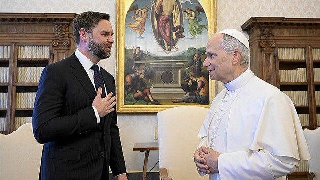 J. D. Vance s pape�em Lvem XIV. ve Vatikánu (19. kv�tna 2025)