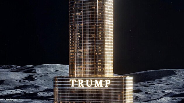 Americk� prezident Donald Trump na sv� s�ti Truth Social sd�lel obr�zek M�s�ce s nov� postavenou �Trump Tower�. (13. dubna 2026)