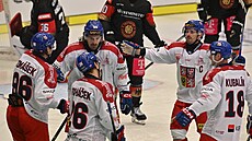 Gólová radost �eských hokejist� v utkání s N�meckem.