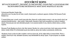 Otev�ený dopis bývalých hrá��, trenér� a dal�ích klubu SK Dynamo �eské...
