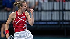 �výcarka Viktorija Golubicová se hecuje v utkání BJK Cupu proti �e�kám.