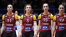 Liberecké volejbalistky ve finále extraligy proti Brnu.