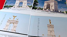Donald Trump oficiáln� p�edlo�ili podrobné vizualizace vít�zného oblouku, který...