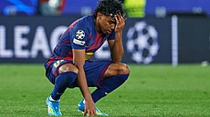 Barcelonský úto�ník Lamine Yamal po proh�e s Atlétikem Madrid v úvodním...