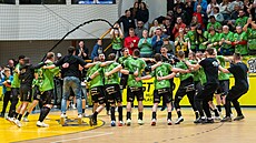 �tvrtfinále extraligy házenká�� Zub�í (v zeleném) - Lovosice.