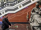 Kim �ong-un b�hem slavnostního otev�ení muzea v�novaného padlým severokorejským...
