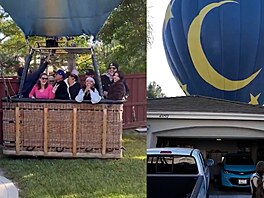 Horkovzdu�ný balon nouzov� p�istál na zahrad� rodinného domu v Kalifornii