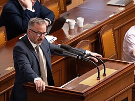 Ústní interpelace v rámci jednání Poslanecké sn�movny. Na snímku Marek �ení�ek...