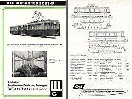 �ásti prospektu východon�mecké tramvaje Gotha T2-62 a p�ípojného vozu B2-62,...