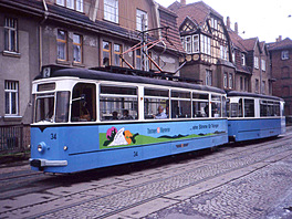 Tramvaj Tatra T2D (v �SSR vyráb�ná Gotha T2-62 pro NDR). Gotha, 1991