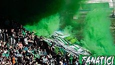 Choreo jabloneckých fanou�k� b�hem derby s Libercem.