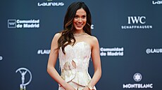 Akrobatická ly�a�ka Eileen Guová pózuje na vyhlá�ení cen Laureus.