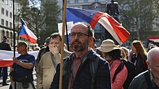 Vládní hnutí SPD v Brn� uspo�ádalo protest proti konání kv�tnového...