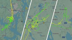 Letové trasy finských kadet� b�hem výcviku, které na radaru p�ipomínaly...