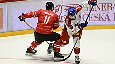 David Tomá�ek v zaklesnutí s rakouským úto�níkem  Leonem Wallnerem.