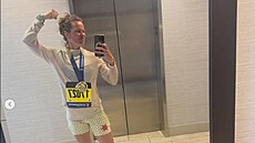 Barbora Strýcová po dokon�ení Bostonského maratonu.