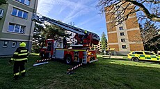Pacienta snesli z bytu v panelovém dom� v Da�icích pomocí plo�iny hasi��. (25....