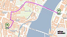 Mapka trasy pra�ského pochodu student� ve st�edu 22. dubna 2026
