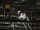 Budovaná Arena Brno v areálu brn�nského výstavi�t� zachycená na snímku z 6....