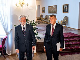 Prezident Petr Pavel p�ijal na Hrad� premiéra Andreje Babi�e (8. kv�tna 2026)