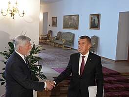 Prezident Petr Pavel p�ijal na Hrad� premiéra Andreje Babi�e (8. kv�tna 2026)