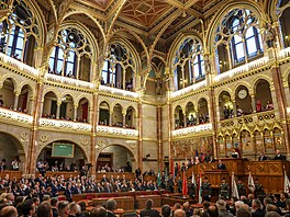 Slavnostní inaugurace nov� zvoleného ma�arského premiéra Pétera Magyara v...