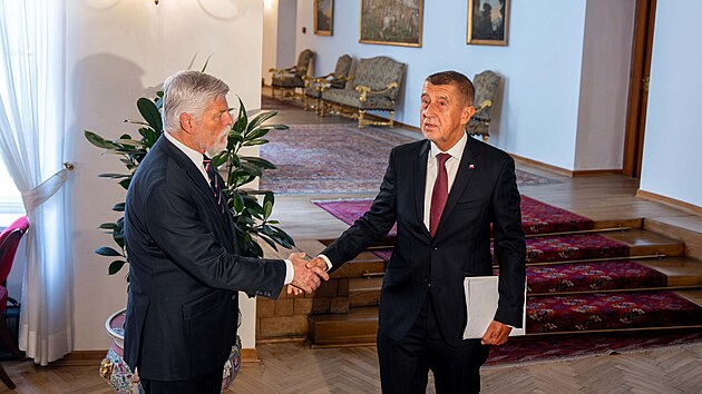 Prezident Petr Pavel p�ijal na Hrad� premiéra Andreje Babi�e (8. kv�tna 2026)