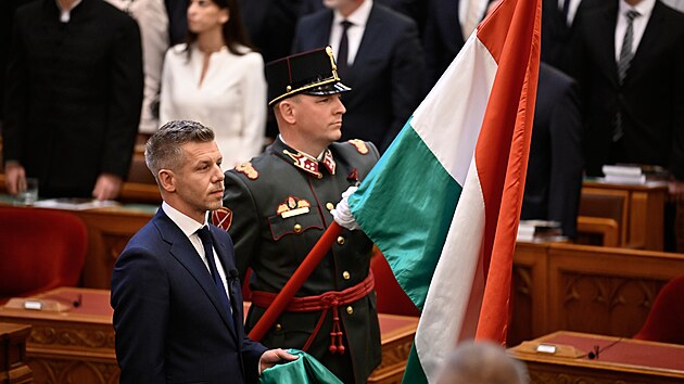 Slavnostn� inaugurace nov� zvolen�ho ma�arsk�ho premi�ra P�tera Magyara v Budape�ti (9. kv�tna 2026)