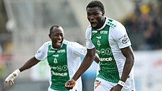 Jablonecký zálo�ník Nelson Okeke se raduje ze svého gólu.