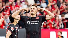 Patrik Schick se raduje z gólu proti Lipsku.