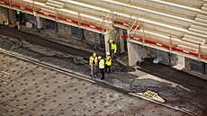 Budovaná Arena Brno v areálu brn�nského výstavi�t� zachycená na snímku z 6....