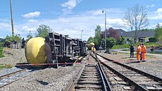 U nádra�í ve �tramberku vykolejil poslední vagon nákladního vlaku. (6. 5. 2026)