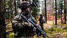 Trénink amerických voják� v bavorském m�st� Vilseck nedaleko �eských hranic....