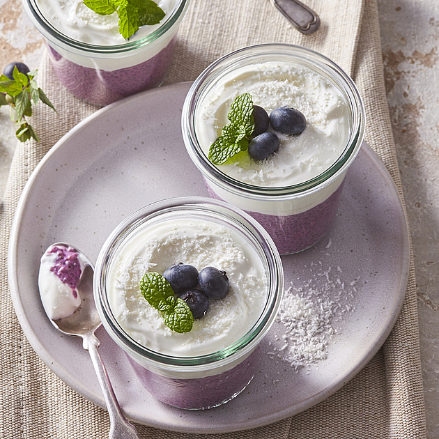 Borůvkový chia pudink s kokosem: Recept na zdravou snídani