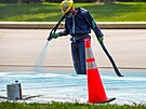 Renovace jezírka u Lincolnova památníku ve Washingtonu pomalu postupuje. (14....