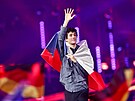 �eský reprezentant Daniel �i�ka ve finále Eurovision Song Contest 2026 ve Vídni...