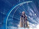 Australanka Delta Goodrem p�i svém vystoupení na Eurovision Song Contest 2026...