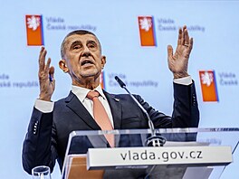 Tisková konference po jednání vlády. Na snímku premiér Andrej Babi� (ANO). (18....