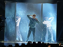 �eský reprezentant Daniel �i�ka p�i svém finálovém vystoupení na Eurovision...